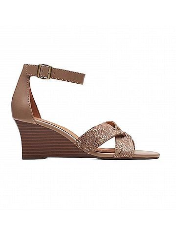 Clarks Women's Cielo Charm Wedge Sandal in Praline Leather (view 1)
