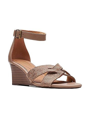 Clarks Women's Cielo Charm Wedge Sandal in Praline Leather (view 2)