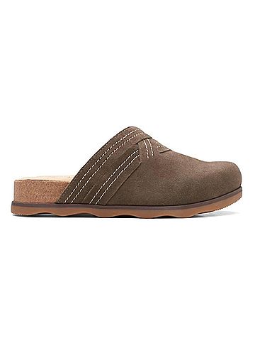 Clarks Women's Brynn Glide Clog in Dark Olive Suede (view 1)
