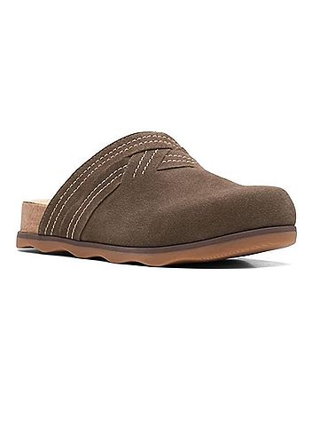 Clarks Women's Brynn Glide Clog in Dark Olive Suede (view 2)