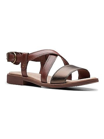 Clarks Women's Declan Spring Sandal in Mahogany Leather Combi (view 1)