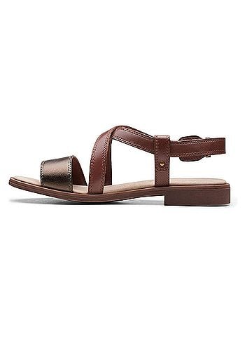 Clarks Women's Declan Spring Sandal in Mahogany Leather Combi (view 2)