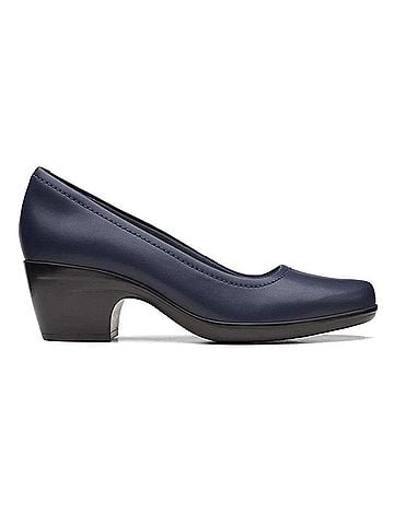Clarks Women's Emily Belle Pump in Navy Leather (view 1)