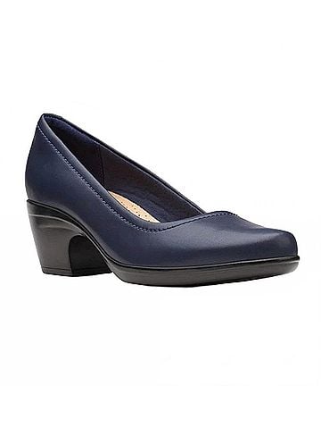 Clarks Women's Emily Belle Pump in Navy Leather (view 2)
