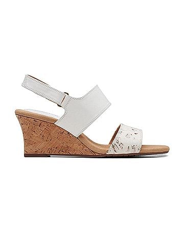 Clarks Women's Kyarra Faye Wedge Sandal in White Leather (view 1)