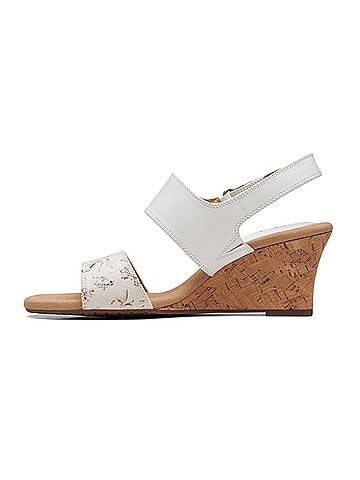 Clarks Women's Kyarra Faye Wedge Sandal in White Leather (view 2)