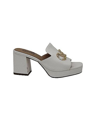 exe Women's Lina Chunk Heel Sandal in White Snake (view 1)