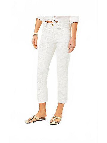 Lilly Pulitzer Liza High Rise Crop Flare Pants in Resort White Pandarama (view 2)