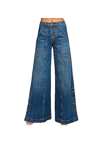 Ramy Brook Women's Flores High-Rise Wide Leg Jean in Medium Wash (view 2)