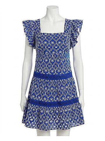 Lilly Pulitzer Morrie Ruffle Sleeve Eyelet Dress in Blue Grotto Flutter Eyelet (view 1)