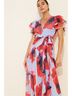 Hutch 100% Polyester Floral Blue Red Cocktail Dress Size 0 (petite) - photo 6