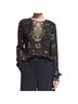 A.L.C. 100% Silk Floral Black Long Sleeve Silk Top Size 4 - photo 4