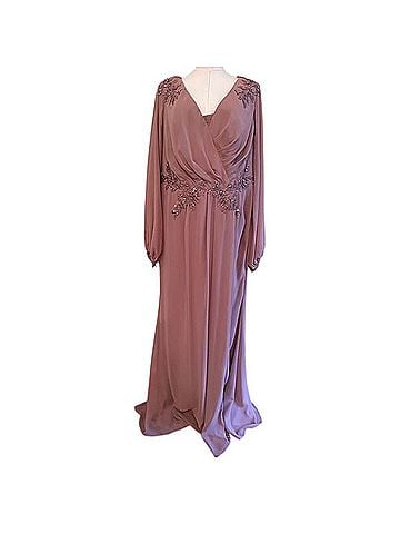 Oleg Cassini Quartz Chiffon Beaded Gown Cocktail Dress (view 1)