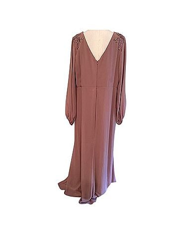 Oleg Cassini Quartz Chiffon Beaded Gown Cocktail Dress (view 2)