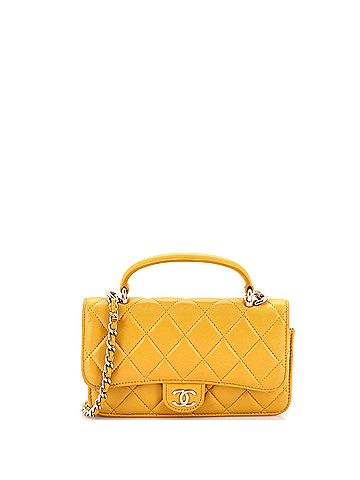 Chanel Classic Top Handle Flap Phone Holder with Chain Quilted Lambskin (view 1)