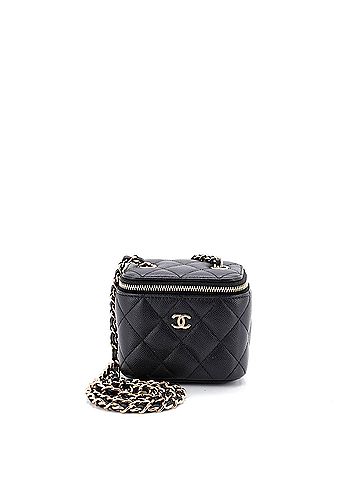 Chanel Classic Vanity Case with Chain Quilted Caviar Mini (view 1)
