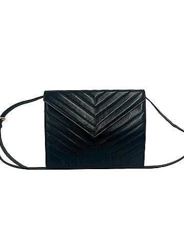 Yves Saint Laurent YVES SAINT LAURENT Vintage Stitch Leather Shoulder Bag/Pouch, Black, 27179 (view 1)