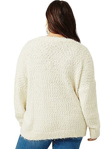 Hayden Fuzzy Popcorn Sweater Knit Cardigan Jacket (view 2)