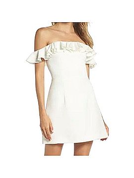 white off the shoulder casual dress Too Pretty Ruffle Off Shoulder Dress: White Small / White