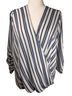 West Kei Stripes White Blue 3/4 Sleeve Blouse Size XL - photo 1