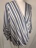 West Kei Stripes White Blue 3/4 Sleeve Blouse Size XL - photo 4
