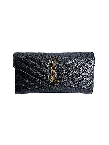 Yves Saint Laurent Yves Saint Laurent Cassandra Long Wallet, Button Closure, Leather, Black (view 1)