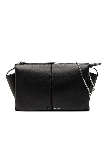 Céline Celine Trifold Chain Shoulder Bag, Black Leather, Women's CELINE (view 1)