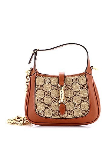 Gucci Jackie 1961 Chain Hobo Crystal Embellished GG Canvas Mini (view 1)