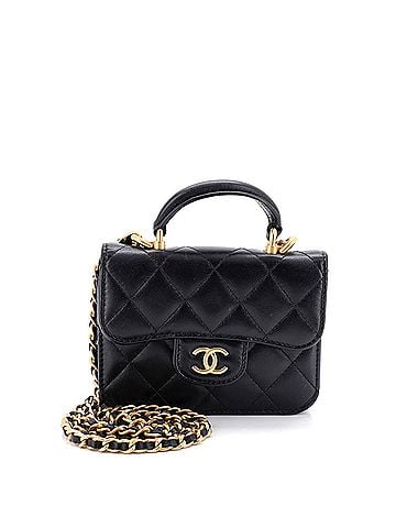 Chanel Top Handle Flap Coin Purse with Chain Quilted Lambskin (view 1)