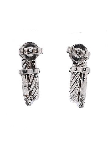 David Yurman Crossover Hoop Earrings Sterling Silver with Diamonds Small (view 2)