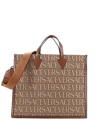 Versace Allover Logo Convertible Tote Printed Canvas Large (view 1)