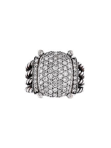 David Yurman Wheaton Ring Sterling Silver and Diamonds 16mm (view 1)