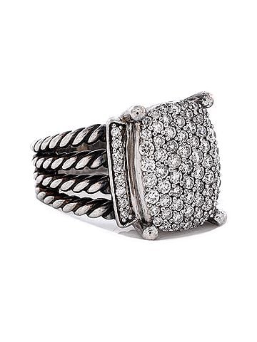 David Yurman Wheaton Ring Sterling Silver and Diamonds 16mm (view 2)
