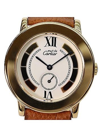 Cartier Cartier W1006922 925 Must de Ronde LM Vermeil Small Seconds Trinity Watch Gold Ivory Dial Ladies (view 1)
