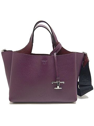 Tod's Tod's TOD’S T-Timeless Leather Mini Handbag, Purple, Women's, Item No. 253784 (view 1)