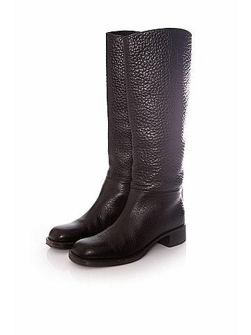 Prada Prada, black grained leather boots. (view 1)