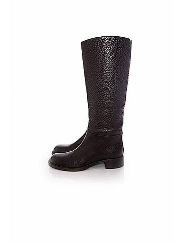 Prada Prada, black grained leather boots. (view 2)