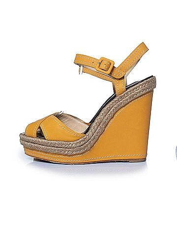 Christian Louboutin Christian Louboutin, ochre leather wedge sandals (view 2)