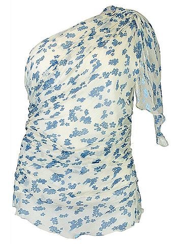 Victoria Beckham One-Shoulder Draped Top in Cloud Blue (view 1)