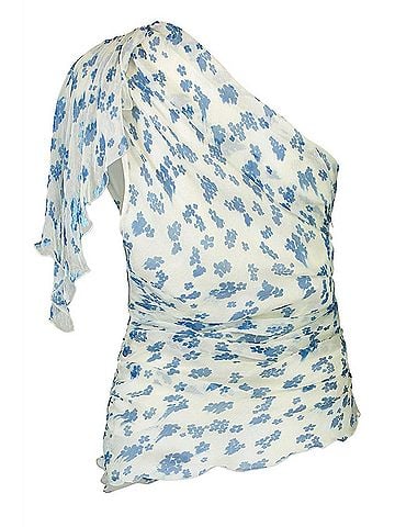 Victoria Beckham One-Shoulder Draped Top in Cloud Blue (view 2)