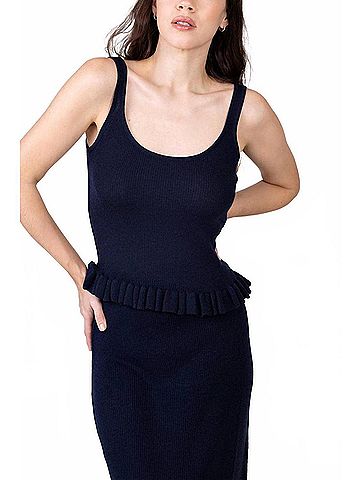 Brandon Maxwell Phoebe Knit Tank Top in Navy (view 2)