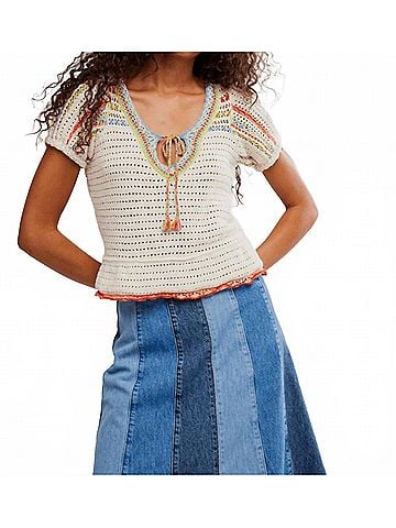 Free People Friendship Pullover Top in Tofu Combo (view 2)
