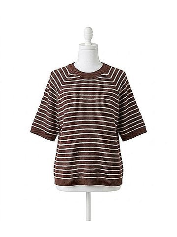 Faherty Women's Miramar Sweater Top in Cocoa Sand Stripe (view 1)