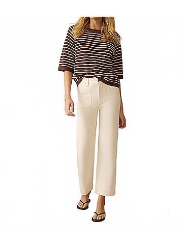Faherty Women's Miramar Sweater Top in Cocoa Sand Stripe (view 2)