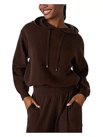 Steve Madden Kinny Hooded Sweater Top in Dark Espresso (view 2)