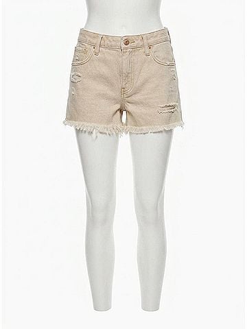 Kut from the Kloth Jane High Rise Long Jean Short in Tan (view 1)