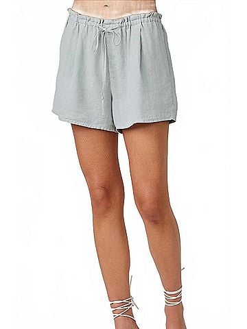 Bella Dahl Ruffle Waist Shorts in Muted Sage (view 2)