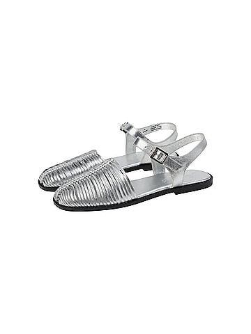 Free People Women's Frankie Fisher Flat Sandals in Silver (view 2)