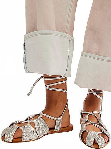 Free People Women's Sunny Gilly Flats in Silver Leather (view 2)