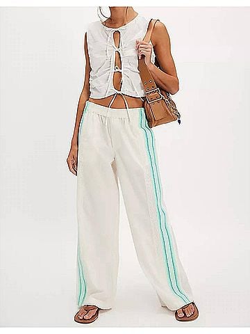 Free People Team Spirit Pull On Pants in Bleached Aqua Combo (view 2)